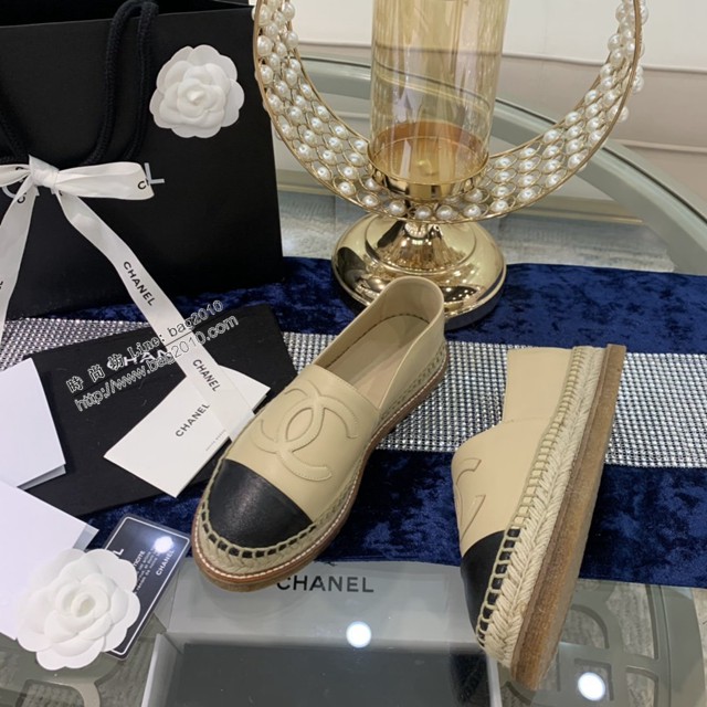 CHANEL頂級代購版漁夫鞋 香奈兒羊皮漁夫鞋草編鞋 dx3565